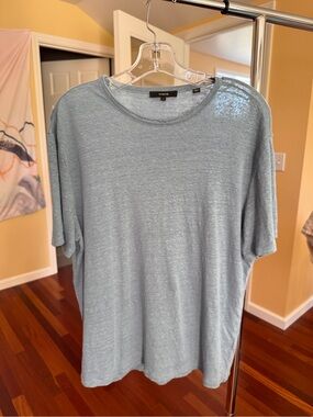Vince 100% Linen Tee | Women’s Large | Blue Short Sleeve Lightweight Luxury Top